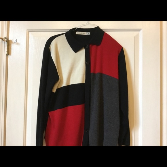Women’s Karen Lessly Sweater, Sz M Black,Red&White - Picture 4 of 7